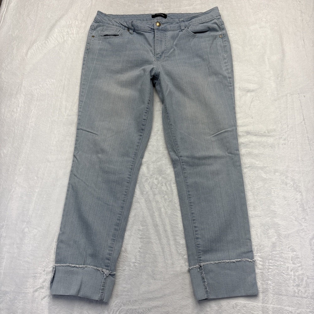 D.Jeans Size 14 Light Wash Ankle Skinny Jeans Frayed Cuff Stretch Casual